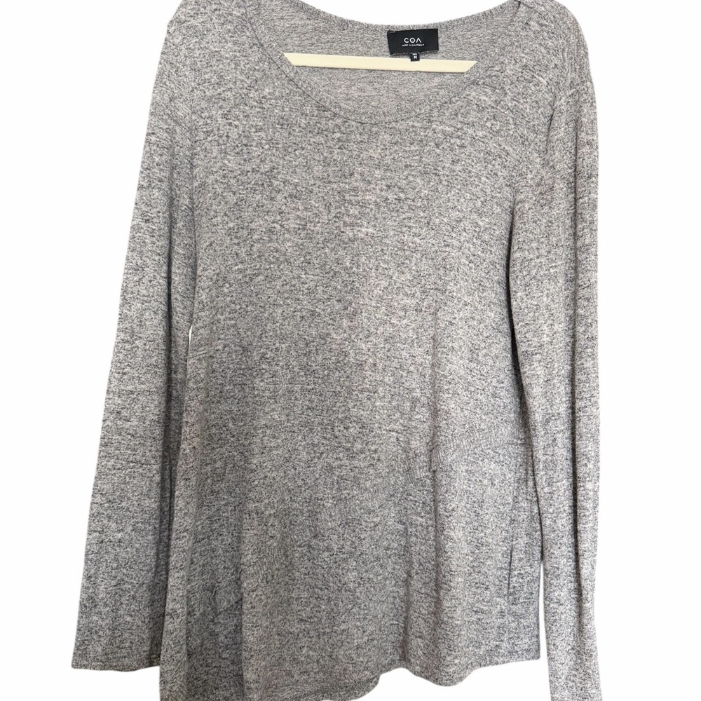COA Anthropologie Women's Heathered Gray Long Sleeve Top